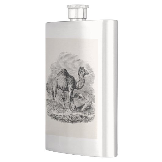 ヴィンテージのラクダのヒトコブラクダのパーソナライズなイラストレーション フラスク (左)