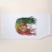 ヴィンテージのラスタのレゲエのライオン ビーチタオル (正面)