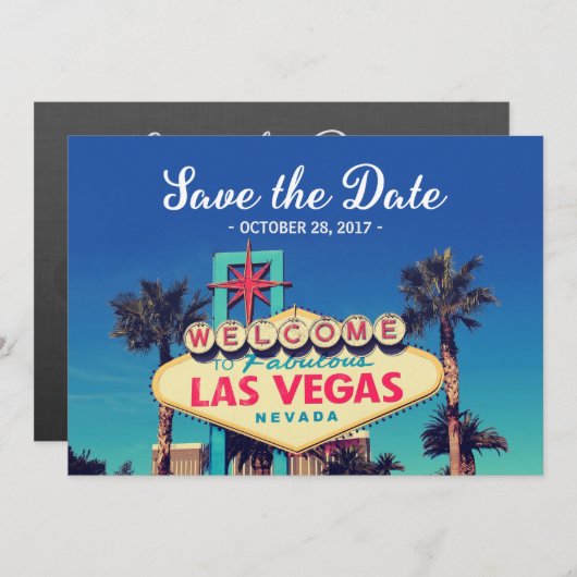ヴィンテージのラスベガスの写真-日付の結婚式を救って下さい セーブザデート (正面/裏面)