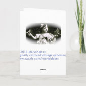 ヴィンテージのラップ猫の青の挨拶状(青いボーダー) カード (裏面)