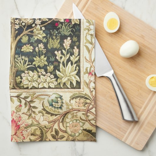 ヴィンテージのラファエロ前の画家ウィリアム・モリスの生命の樹 キッチンタオル (四つ折り)