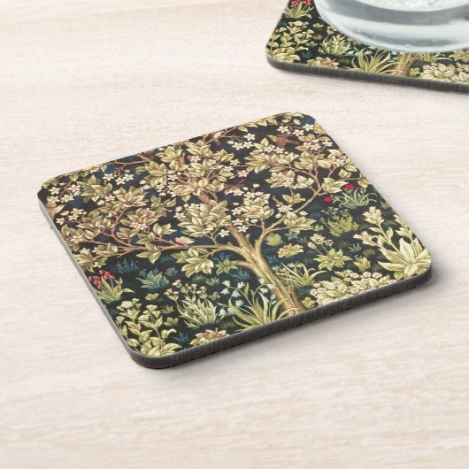 ヴィンテージのラファエロ前の画家ウィリアム・モリスの生命の樹 コースター (左側)