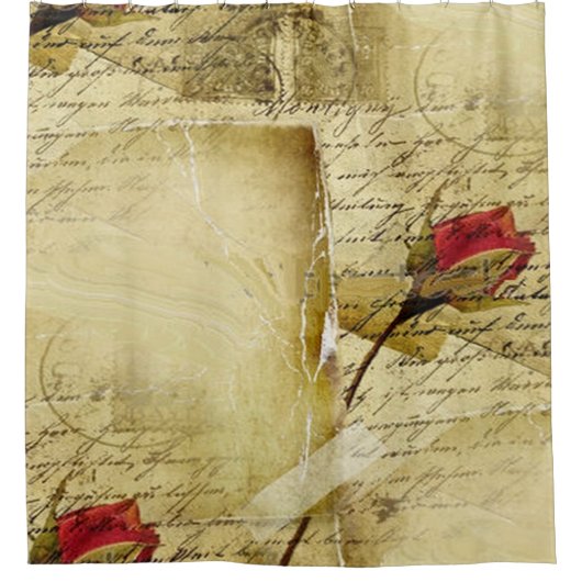 ヴィンテージのラブレター シャワーカーテン (正面)