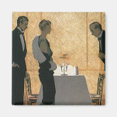 ヴィンテージのラブ&ロマンス、カップルのエレガントなディナー マグネット (正面)