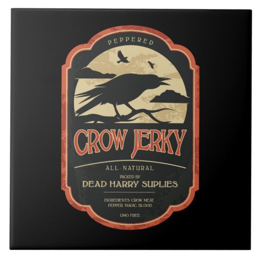 ヴィンテージのラベルのハロウィンのカラスのタイルTrivet タイル (正面)