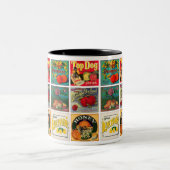 ヴィンテージのラベルカラフルパターン ツートーンマグカップ (中央)