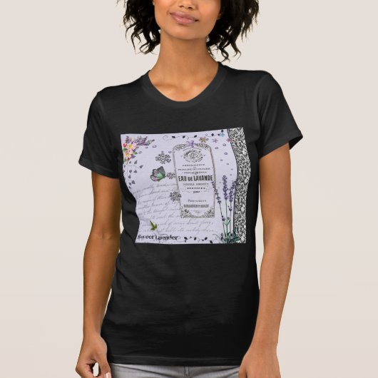 ヴィンテージのラベンダーのコラージュ Tシャツ (正面)