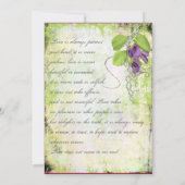 ヴィンテージのラベンダーの紫色のスイートピーの花柄の結婚式 招待状 (裏面)