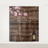 ヴィンテージのランタンのピンクの花の結婚式の背景幕 タペストリー (正面)