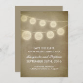 ヴィンテージのランタンの素朴な保存日付カード セーブザデート (正面/裏面)