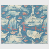 ヴィンテージのランドマークパターン(3) ラッピングペーパー (フラット)