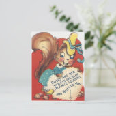 ヴィンテージのリスのバレンタイン シーズンポストカード (スタンド正面)