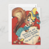 ヴィンテージのリスのバレンタイン シーズンポストカード (正面/裏面)