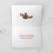 ヴィンテージのリス、マツおよびドングリのクリスマスカード シーズンカード (内部)