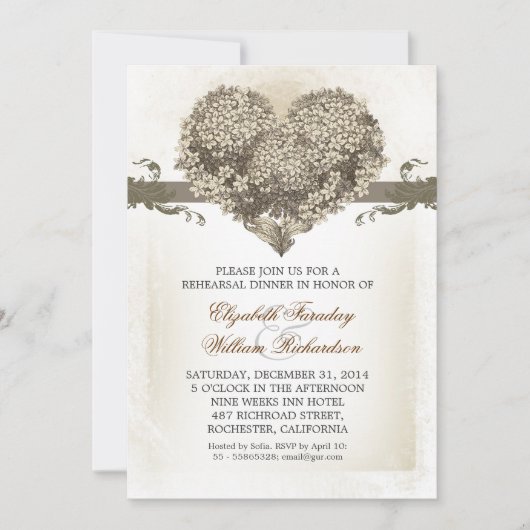 ヴィンテージのリハーサルの夕食の招待状 招待状 (正面)