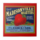 ヴィンテージのルイジアナのいちごの突き棒の木枠のラベルのタイル タイル (正面)