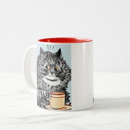 ヴィンテージのルイWainのティーカップ猫の芸術のギフトのマグ ツートーンマグカップ (正面左)