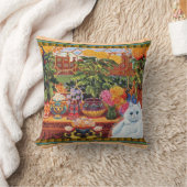 ヴィンテージのルイWainの花の恋人猫の装飾用クッション クッション (ブランケット)