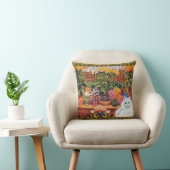 ヴィンテージのルイWainの花の恋人猫の装飾用クッション クッション (椅子)