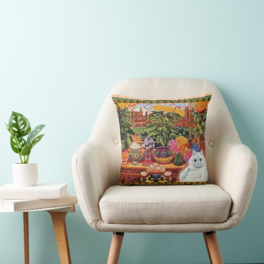 ヴィンテージのルイWainの花の恋人猫の装飾用クッション クッション (椅子)