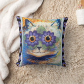 ヴィンテージのルイWainの花猫の装飾用クッション クッション (ブランケット)