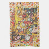 ヴィンテージのルイWainジャズ風の音楽的な猫バンド キッチンタオル (縦)