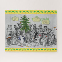 ヴィンテージのルイWain猫のクリスマス・パーティ