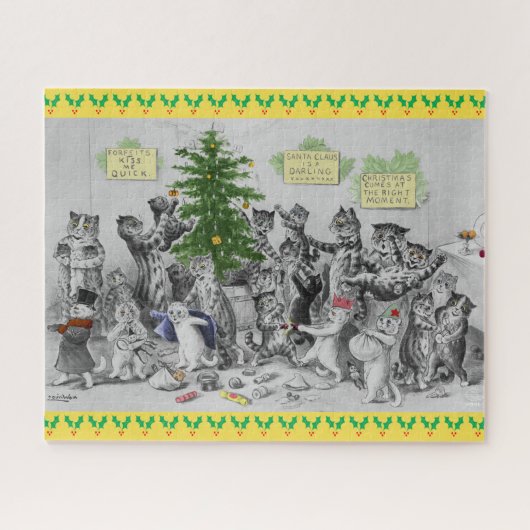 ヴィンテージのルイWain猫のクリスマス・パーティ ジグソーパズル (横)