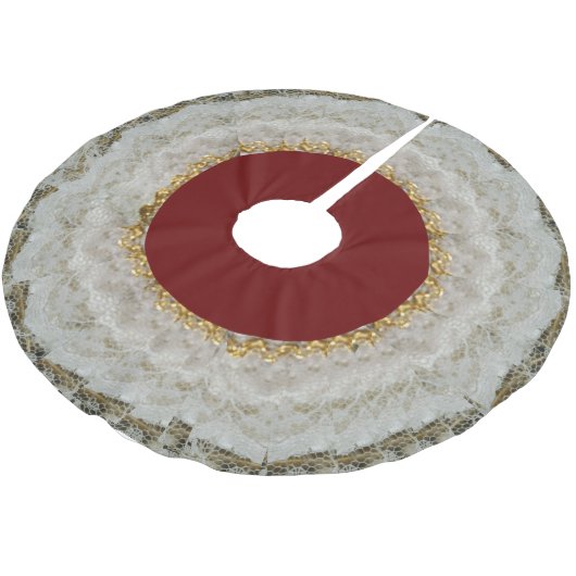 ヴィンテージのルックスのレースのクリスマスツリースカート ブラッシュドポリエステルツリースカート (アングル)