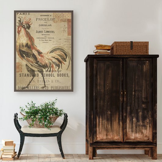 ヴィンテージのルースターとエフェメラのデコペ 薄葉紙