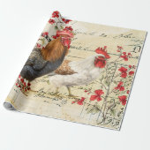 ヴィンテージのルースターとヘンエフエマデクページ ラッピングペーパー (アンロールド)