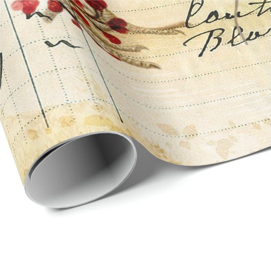 ヴィンテージのルースターとヘンエフエマデクページ ラッピングペーパー (ロールコーナー)