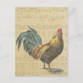 ヴィンテージのルースターシート音楽ノート国素朴 ポストカード (正面)