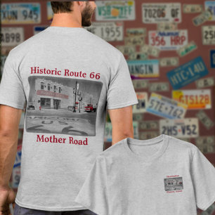 ヴィンテージのルート66の行先のWinslowアリゾナの写真 Tシャツ