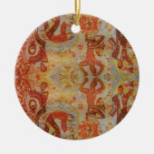 ヴィンテージのルーマニアの刺繍、伝統的なデザイン セラミックオーナメント (正面)