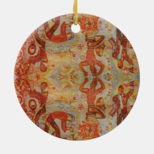 ヴィンテージのルーマニアの刺繍、伝統的なデザイン セラミックオーナメント (裏面)