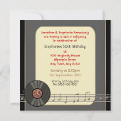 ヴィンテージのレコードのパーティの招待状 招待状 (裏面)