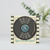 ヴィンテージのレコードのパーティの招待状 招待状 (スタンド正面)