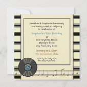 ヴィンテージのレコードのパーティの招待状 招待状 (裏面)