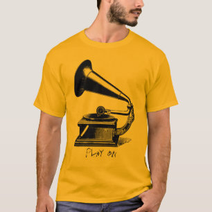 ヴィンテージのレコードプレーヤーのティー Tシャツ