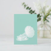 ヴィンテージのレコードプレーヤーの海緑の白い蓄音機のカッコいい ポストカード (スタンド正面)