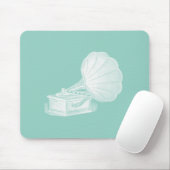 ヴィンテージのレコードプレーヤーの海緑の白い蓄音機のカッコいい マウスパッド (マウス)