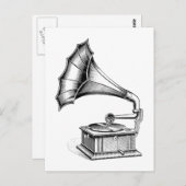 ヴィンテージのレコードプレーヤー音楽楽器 ポストカード (正面/裏面)