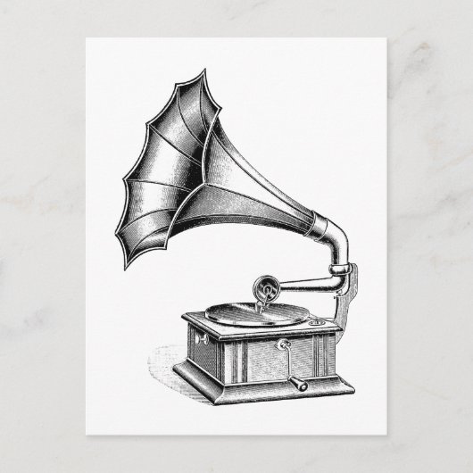 ヴィンテージのレコードプレーヤー音楽楽器 ポストカード (正面)