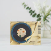 ヴィンテージのレコードプレーヤ ポストカード (スタンド正面)