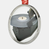 ヴィンテージのレコードプレーヤ メタルオーナメント (左)