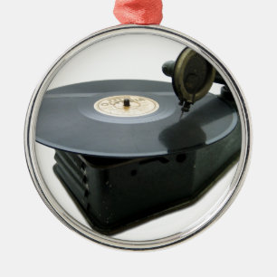 ヴィンテージのレコードプレーヤ メタルオーナメント