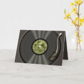 ヴィンテージのレコード(緑) カード (黄色い花)