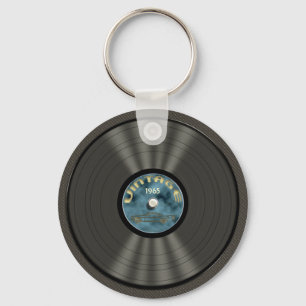 ヴィンテージのレコード(青い) Keychain キーホルダー