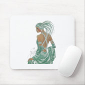 ヴィンテージのレディースがグリーンを纏うアートプリント マウスパッド (マウス)